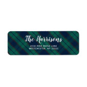 Étiquette Scottish Black Watch Plaid Blue Green Adresse (Devant)