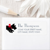 Étiquette Scottish Terrier Christmas Red Bow White Retour (En situation)