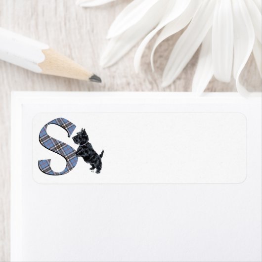 Étiquette Scottish Terrier Monogram S (En situation)