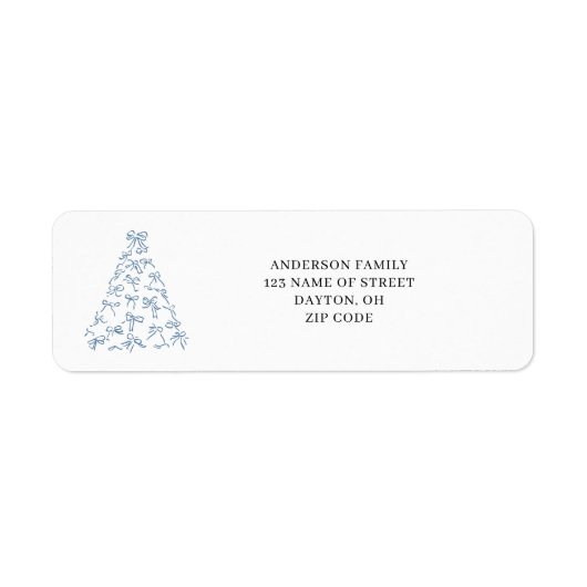 Étiquette Scribble moderne Bow Noël Adresse de retour (Devant)