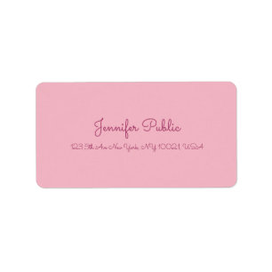 Étiquette Script à la main Texte élégant rose moderne Plain