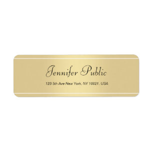 Étiquette Script à main blanche or moderne Simple Modèle Chi