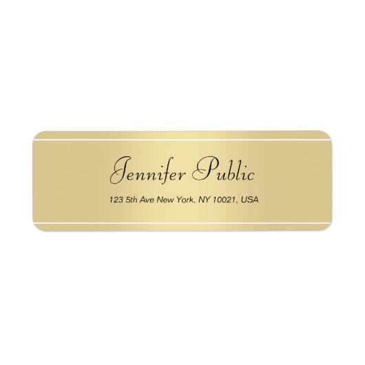 Étiquette Script à main blanche or moderne Simple Modèle Chi (Devant)