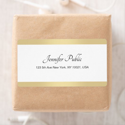 Étiquette Script à main moderne or blanc Modèle élégant (En situation)