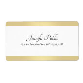 Étiquette Script à main moderne or blanc Modèle élégant (Devant)