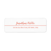 Étiquette Script à main Rouge Blanc Modèle Noël Retour (Devant)