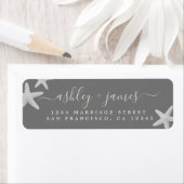 Étiquette Script Beach Starfish Grey Mariage Adresse de reto (En situation)