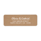 Étiquette Script blanc élégant Kraft Mariage Adresse de reto (Devant)