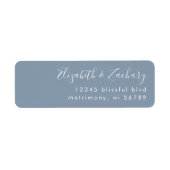 Étiquette Script blanc moderne Dusty Blue Adresse de retour (Devant)