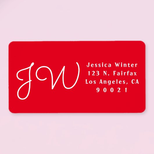 Étiquette Script blanc sur rouge/do-it-yourself Adresse de r