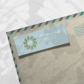 Étiquette Script bleu Monogramme Wave Holiday Adresse de ret