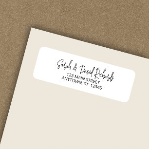 Étiquette Script calligraphique moderne White Adresse de ret