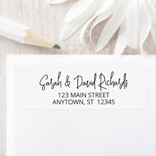 Étiquette Script calligraphique moderne White Adresse de ret (En situation)