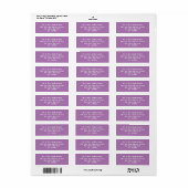 Étiquette Script chic mauve moderne simple adresse de retour (Feuille entière)