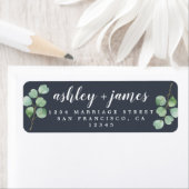 Étiquette Script chic Vert Foliage Mariage Retour Adresse L (En situation)