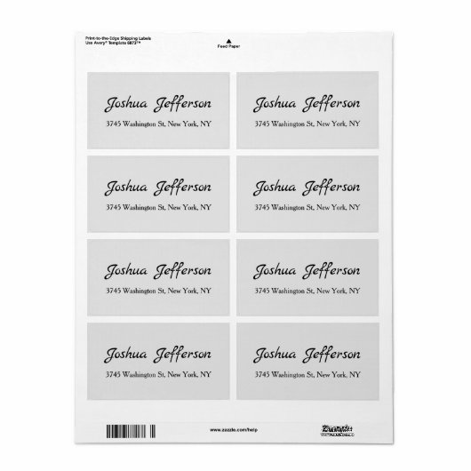Étiquette Script classique Creative Plain Grey (Feuille entière)