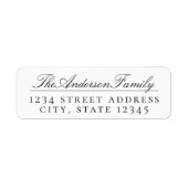 Étiquette Script classique Nom de famille Adresse de retour  (Devant)