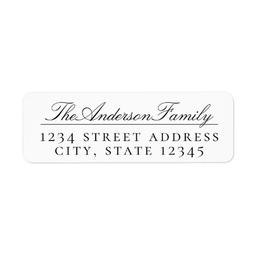 Étiquette Script classique Nom de famille Adresse de retour  (Devant)