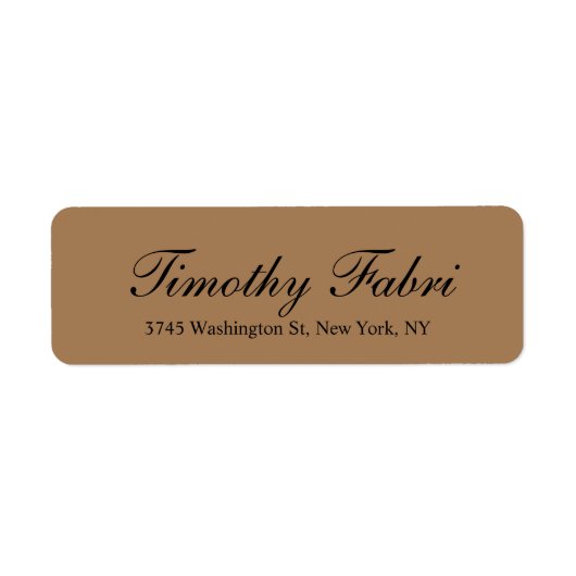 Étiquette Script classique professionnel Lumière Brown éléga (Devant)