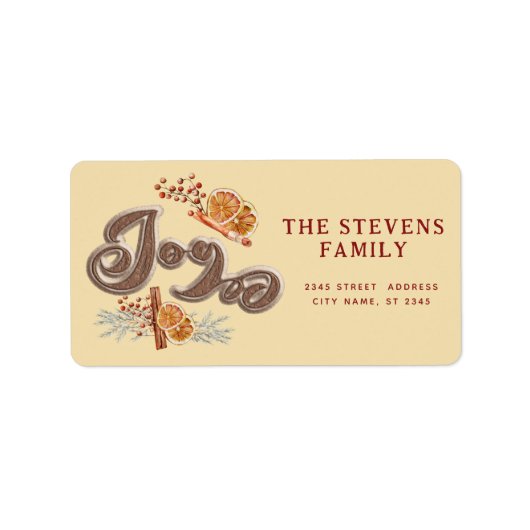 Étiquette Script cookie moderne joie cannelle orange (Devant)