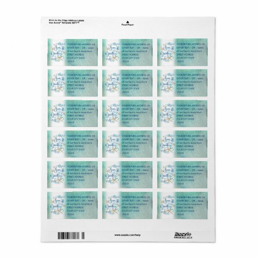 Étiquette Script d'aquarelle tropicale "Bonnes Fêtes" (Feuille entière)