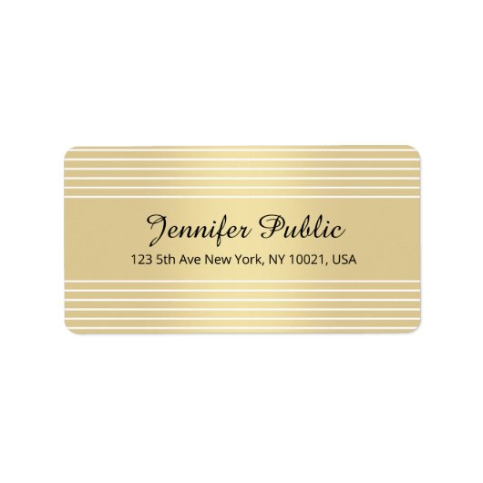 Étiquette Script de calligraphie blanc or Modèle élégant (Devant)