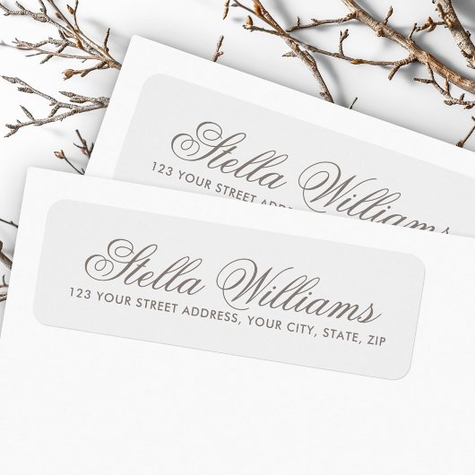 Étiquette Script de calligraphie gris clair romantique