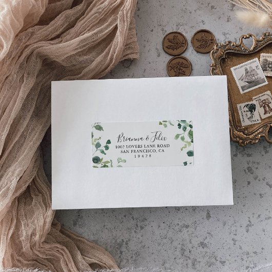 Étiquette Script de calligraphie Mariage de feuillage vert R