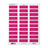 Étiquette Script de calligraphie moderne élégant Hot Magenta (Feuille entière)