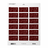 Étiquette Script de graduation Maroon foncé Adresse de retou (Feuille entière)