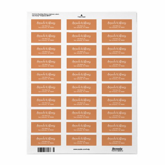 Étiquette Script de Terracotta moderne Adresse de retour (Feuille entière)