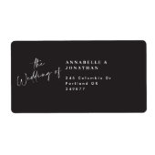 Étiquette Script décontracté moderne noir mariage adresse de (Devant)