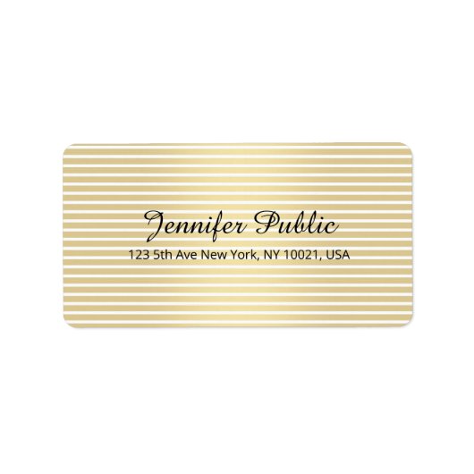 Étiquette Script d'écriture manuscrite blanc or élégant pers (Devant)