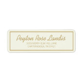 Étiquette Script d'or de crème d'ivoire moderne (Devant)