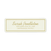 Étiquette Script d'or de crème moderne (Devant)
