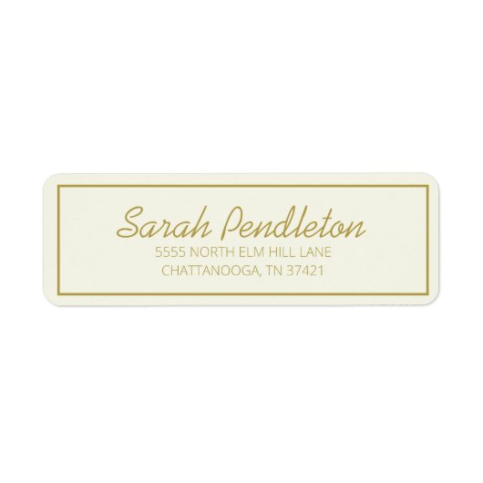 Étiquette Script d'or de crème moderne (Devant)
