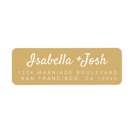 Étiquette Script élégant Gold Yellow Mariage Adresse de reto (Devant)