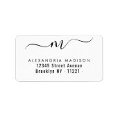 Étiquette Script élégant Monogramme Noir Typographie moderne (Devant)