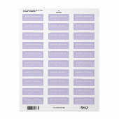 Étiquette Script élégant Pastel Purple Adresse de retour (Feuille entière)