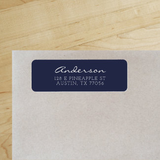 Étiquette Script familial personnalisé Midnight Blue Adresse