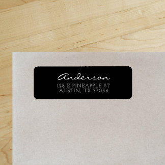 Étiquette Script Familial Personnalisé | Noir | Adresse de R