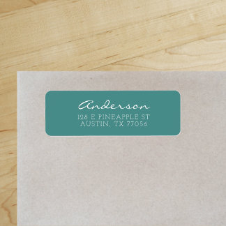 Étiquette Script Familial Personnalisé | Sarcelle | Adresse