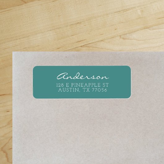 Étiquette Script Familial Personnalisé | Sarcelle | Adresse