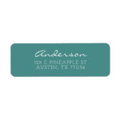 Étiquette Script Familial Personnalisé | Sarcelle | Adresse (Devant)