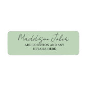 Étiquette Script lettres main verte Sage (Devant)