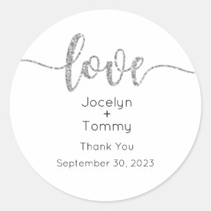 Étiquette, Script, Love Classic Round Sticker