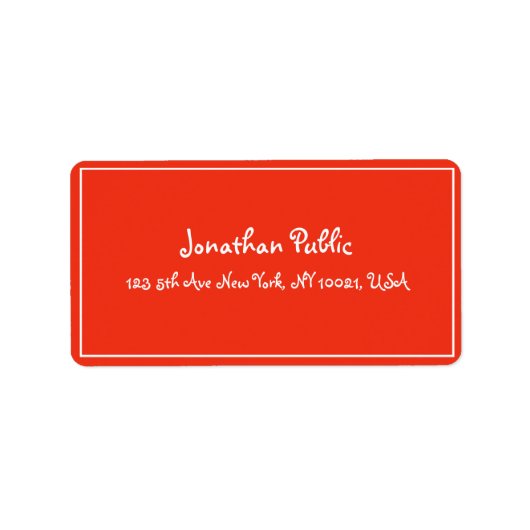 Étiquette Script main Noël Rouge Blanc Modèle Adresse (Devant)