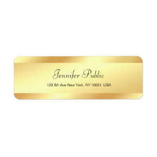Étiquette Script main or glamour Simple Adresse de retour