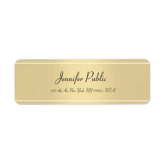 Étiquette Script main simple Modèle Gold Adresse de retour (Devant)