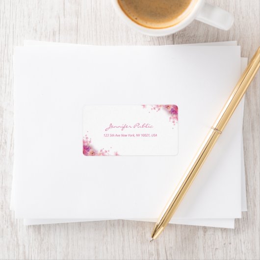 Étiquette Script manuel moderne Elégante aquarelle Rose Flow (En situation)